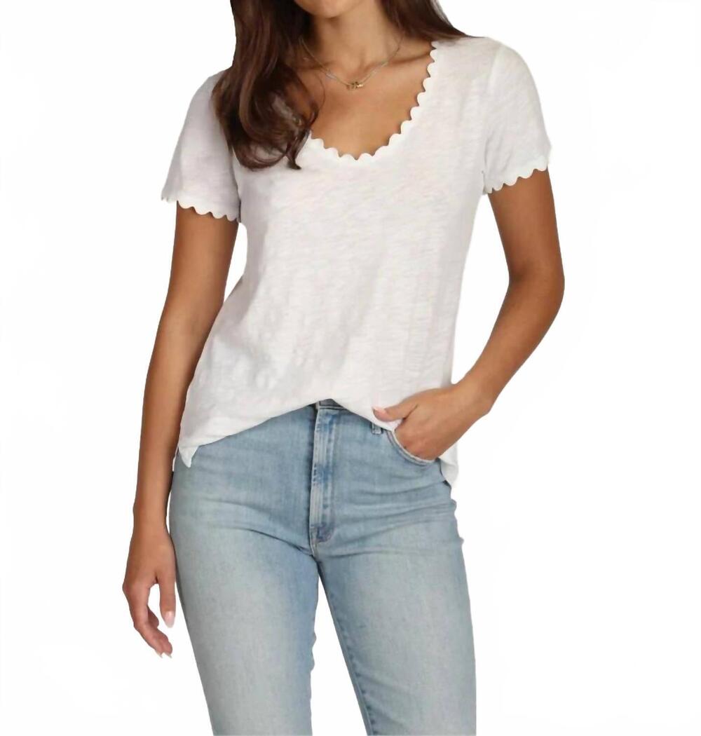 NEW DYLAN short sleeved ric-rac tee in white
